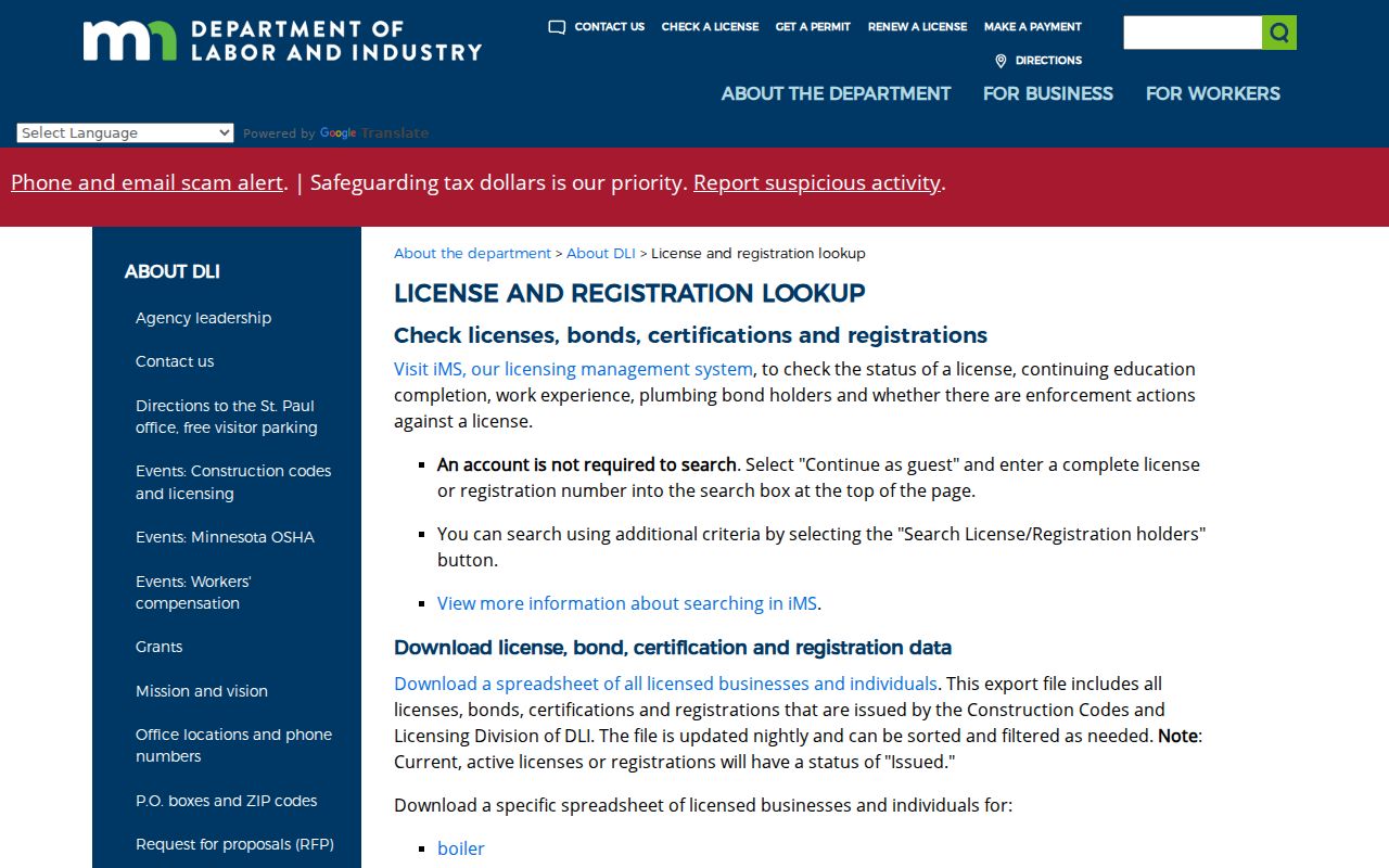 Ramsey residents directory Minnesota DLI license lookup